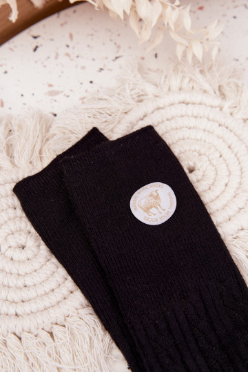 Calcetines largos de lana para mujer, de color negro