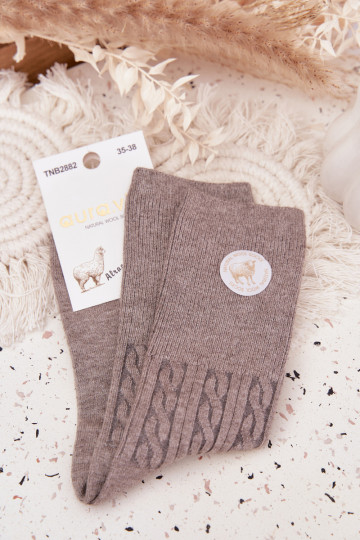 Calcetines largos de lana para mujer, de color gris 2