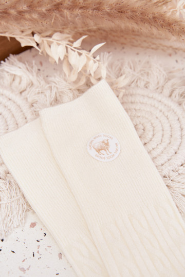 Długie ENełniane Medias Femenino color marfil