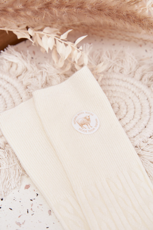 Długie ENełniane Medias Femenino color marfil