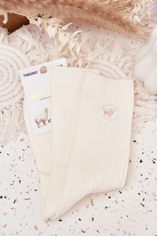 Długie ENełniane Medias Femenino color marfil