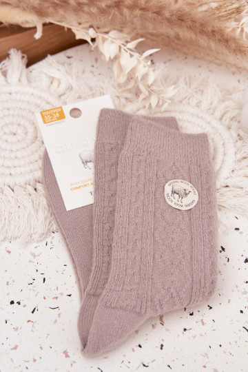 Calcetines de lana para mujer, de color gris 2