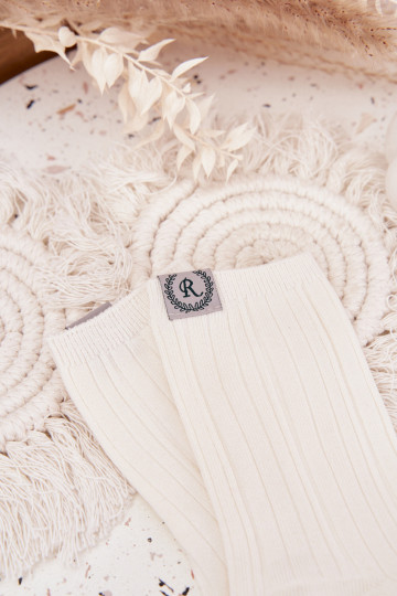 Medias de algodón con rayas Femenino color marfil