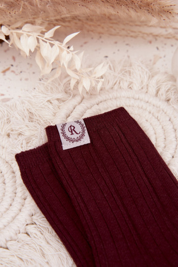 Medias de algodón con rayas Femenino borgoña