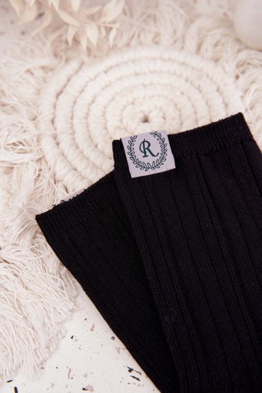 Medias de algodón con rayas Femenino de color negro