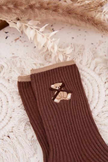 Medias de algodón con rayas con oso CzekoladoAe