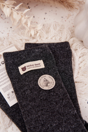 Calcetines de lino cálidos para mujer con patrón jacquard color gris