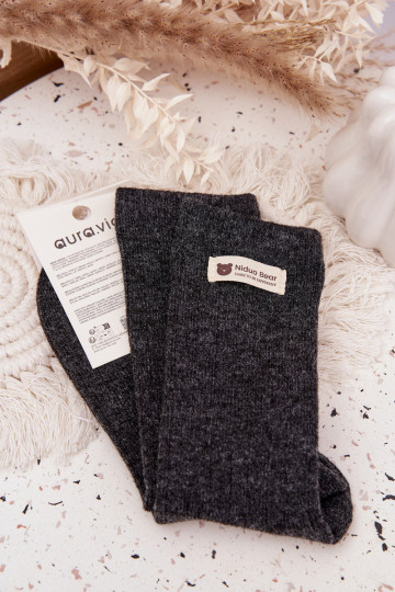 Calcetines de lino cálidos para mujer con patrón jacquard color gris 2