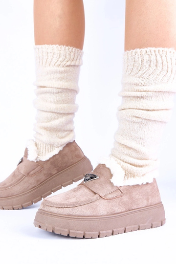 Mocasines gris arena con plataforma y piel Kirby 2