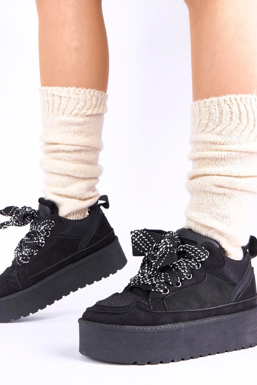 Zapatos de ocio negros con plataforma...