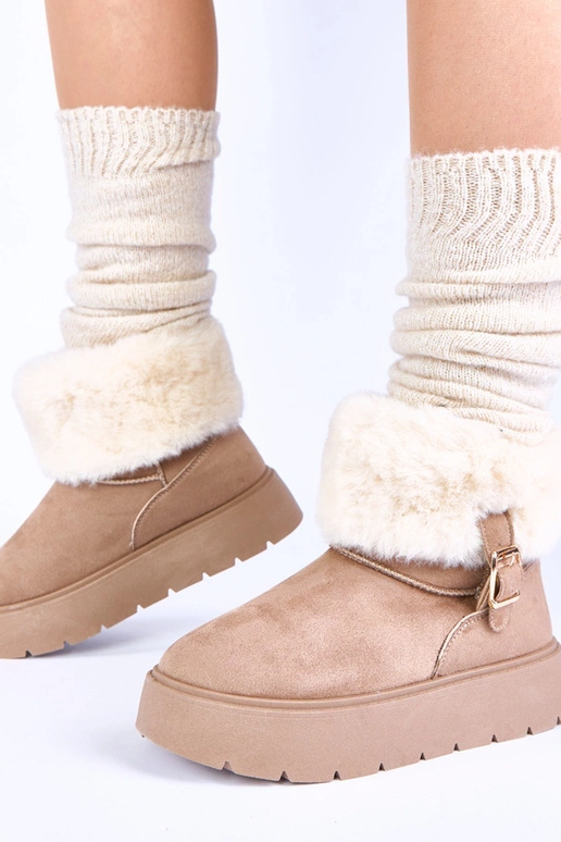 Botas de nieve gris arena con piel...