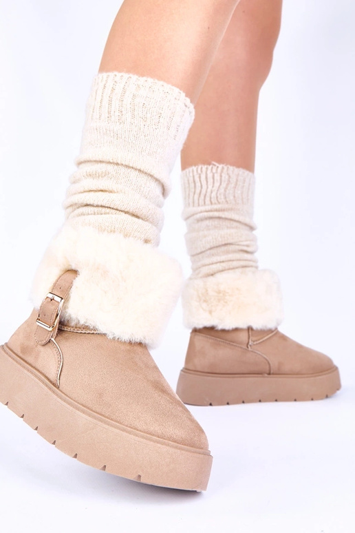 Botas de nieve gris arena con piel...