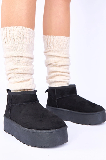 Botas de nieve de plataforma negras con forro de piel Mouna