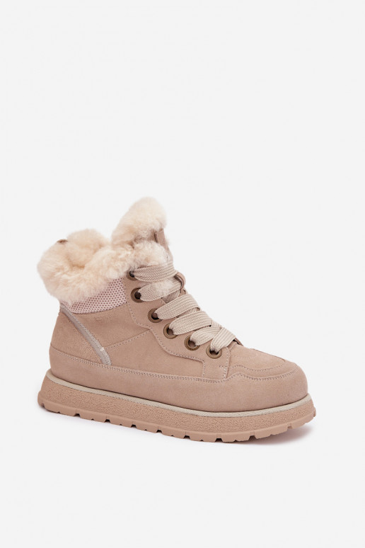 de gamuza Botas de nieve zapatos Femenino con una plataforma con un abrigo de piel Big Star SS274371 beige
