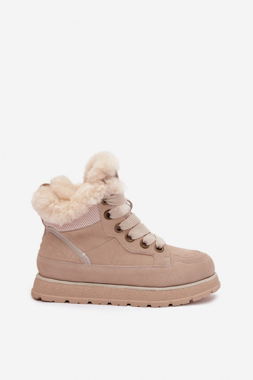 de gamuza Botas de nieve zapatos Femenino con una plataforma con un abrigo de piel Big Star SS274371 beige