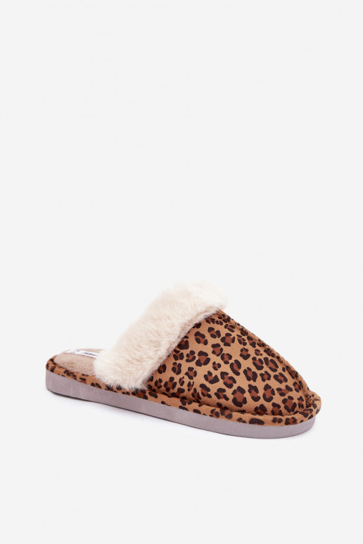 Zapatillas Femenino con un abrigo de piel con estampados de piel de leopardo Aceline