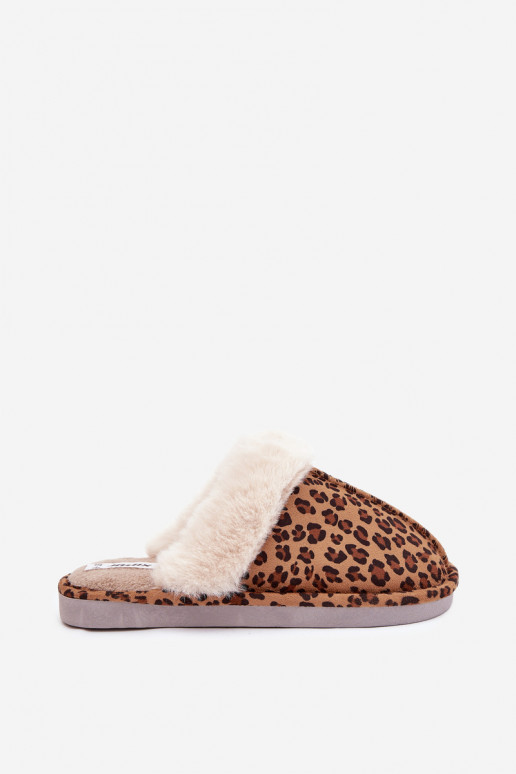 Zapatillas Femenino con un abrigo de piel con estampados de piel de leopardo Aceline