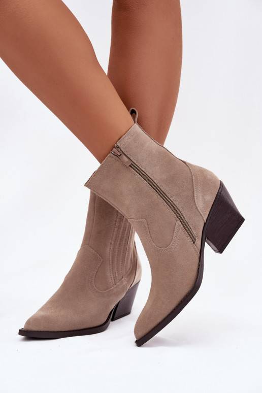Zapatos de gamuza estilo vaquero Femenino con tacones calentamiento beige Dylira