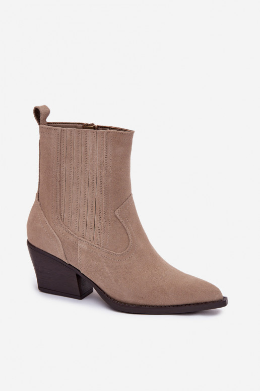 Zapatos de gamuza estilo vaquero Femenino con tacones calentamiento beige Dylira