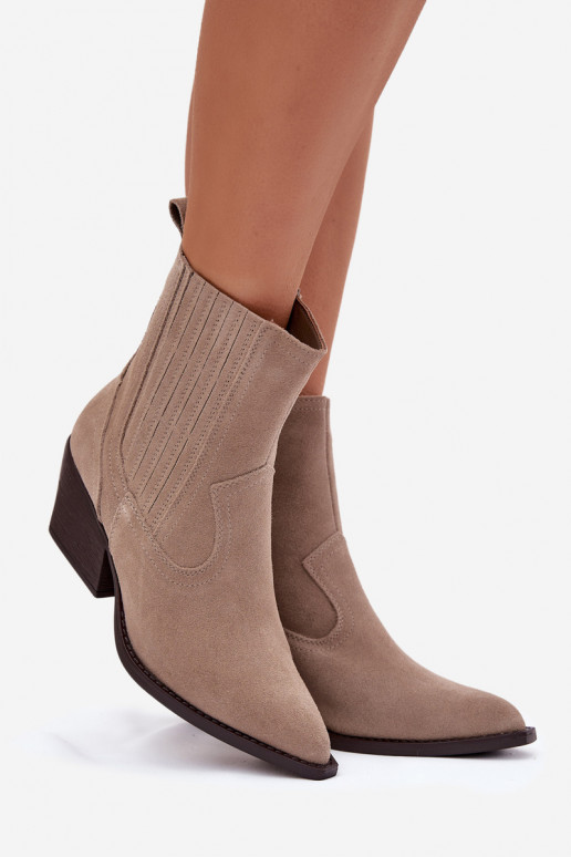 Zapatos de gamuza estilo vaquero Femenino con tacones calentamiento beige Dylira