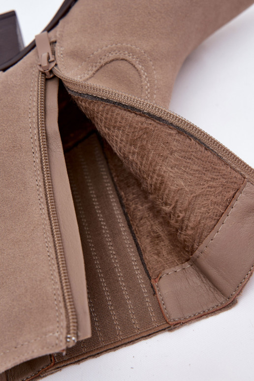 Zapatos de gamuza estilo vaquero Femenino con tacones calentamiento beige Dylira