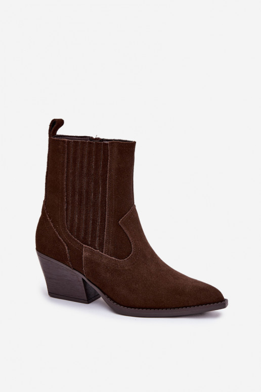 Zapatos de gamuza estilo vaquero Femenino con tacones calentamiento CzekoladoAe Dylira