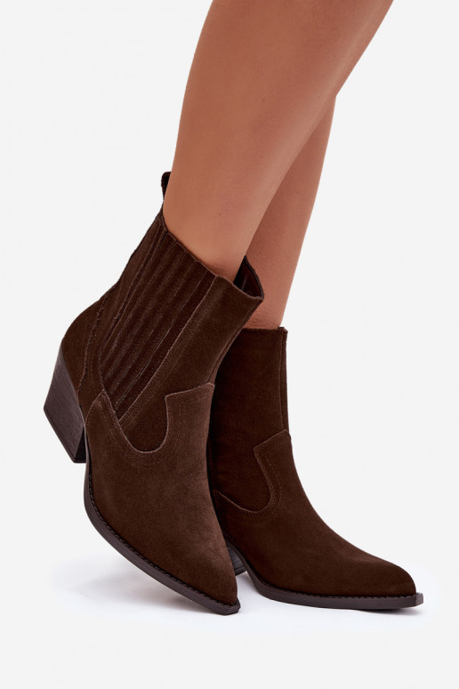 Zapatos de gamuza estilo vaquero Femenino con tacones calentamiento CzekoladoAe Dylira