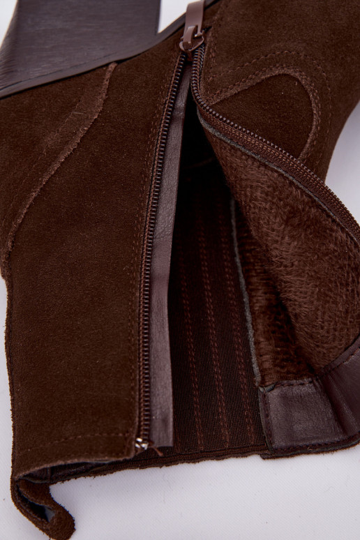 Zapatos de gamuza estilo vaquero Femenino con tacones calentamiento CzekoladoAe Dylira