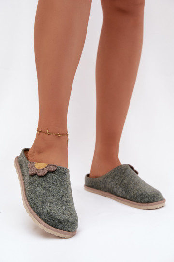 Zapatillas Femenino con una flor Inblu CS000043 color verde 2