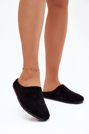 Zapatillas de casa para mujer negras de ante Kalvess