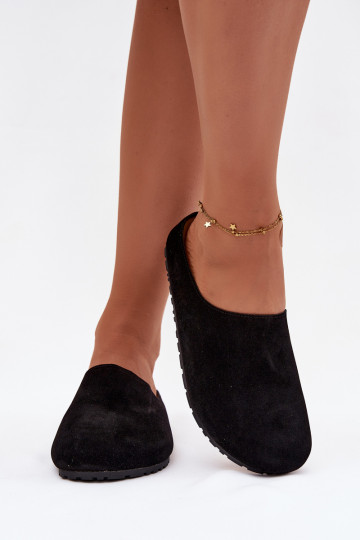 Zapatillas de casa para mujer negras de ante Kalvess 2