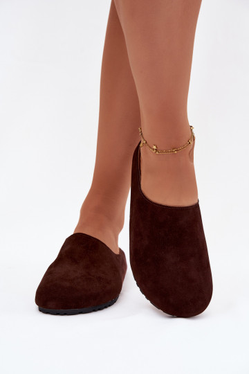 Zapatillas de casa para mujer color chocolate de ante Kalvess