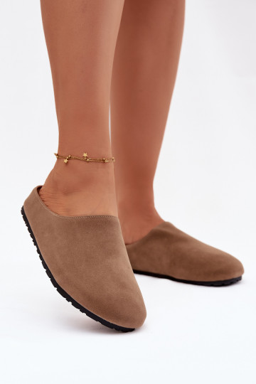 Zapatillas de casa para mujer color caqui de ante Kalvess 2