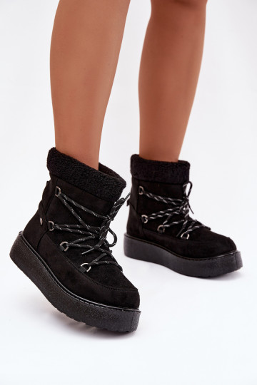 Botas de nieve Femenino con plataforma y detalles elegantes de color negro Roselya