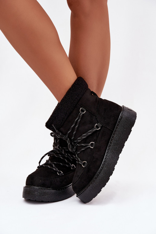 Botas de nieve Femenino con plataforma y detalles elegantes de color negro Roselya