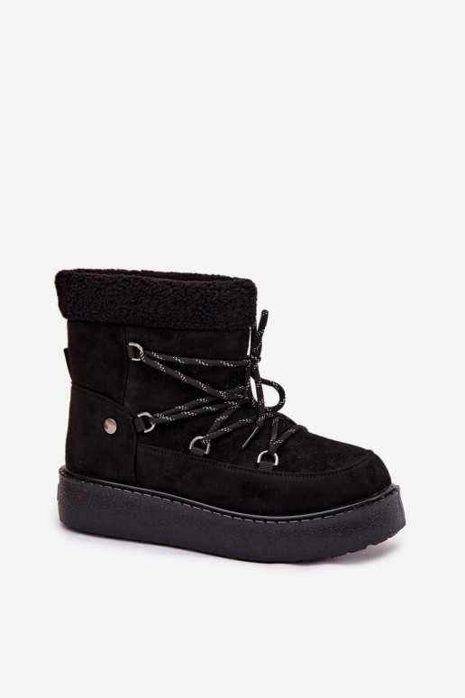 Botas de nieve Femenino con plataforma y detalles elegantes de color negro Roselya