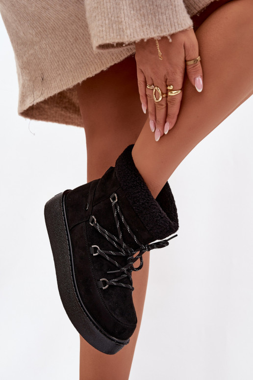 Botas de nieve Femenino con plataforma y detalles elegantes de color negro Roselya