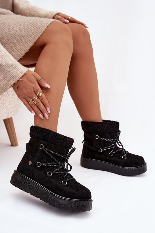 Botas de nieve Femenino con plataforma y detalles elegantes de color negro Roselya