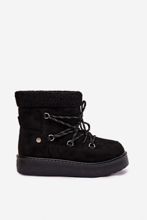 Botas de nieve Femenino con plataforma y detalles elegantes de color negro Roselya