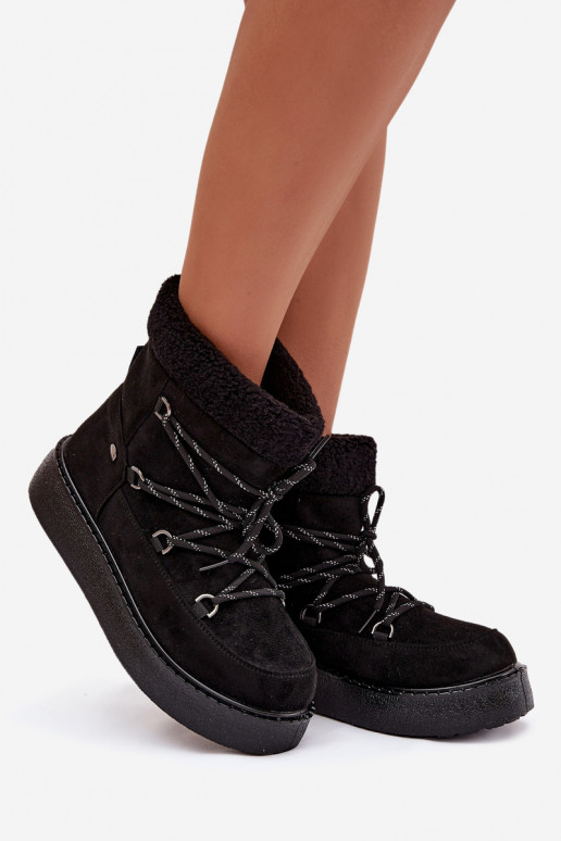 Botas de nieve Femenino con plataforma y detalles elegantes de color negro Roselya