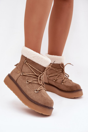 Botas de nieve marrones para mujer con plataforma y detalles elegantes Roselya