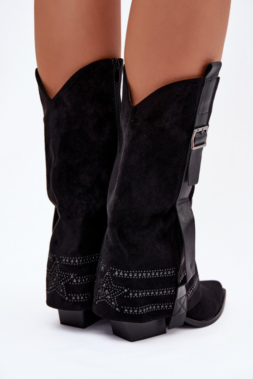 botas estilo vaquero Femenino Con decoración I con hebillas de color negro Camilora