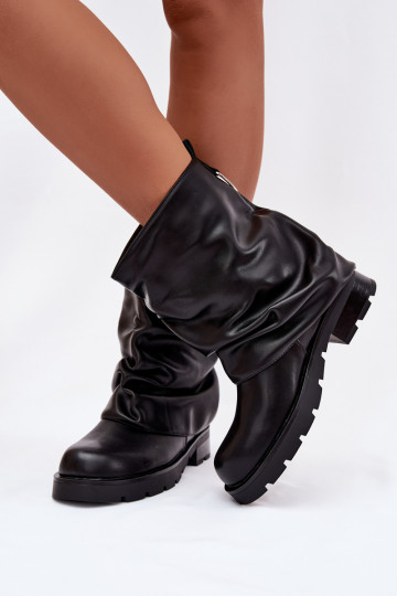 Botines negros para mujer con aislamiento y parte superior curvada Gracine