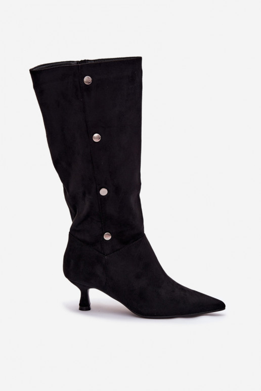 botas de mujer con tacones Con decoracionesi Detalami de color negro Hovelle