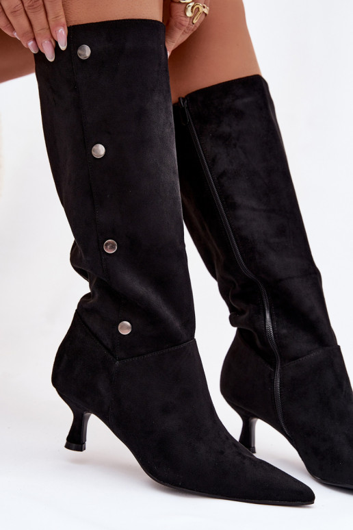 botas de mujer con tacones Con decoracionesi Detalami de color negro Hovelle