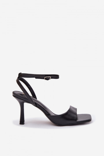 Sandalias de mujer con tacones finos Eko Piel de color negro Brisora 2