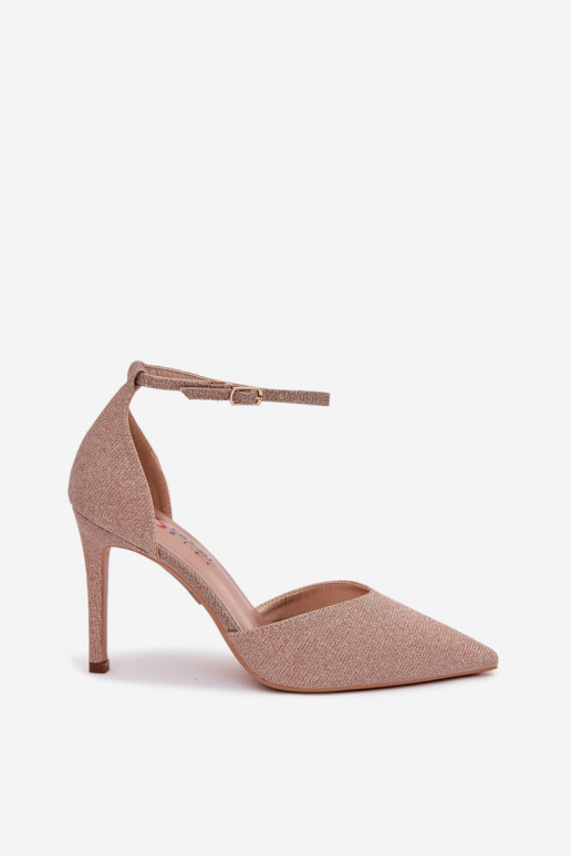 Zapatos de tacón brillantes con correas Szampańskie Joranne