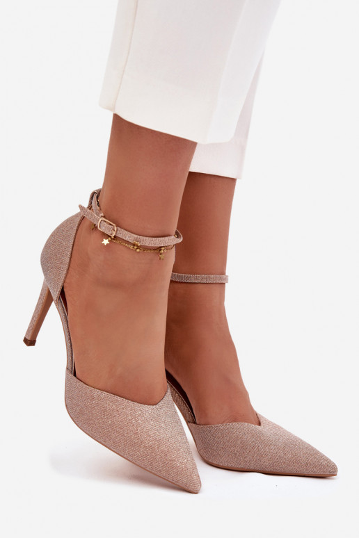 Zapatos de tacón brillantes con correas Szampańskie Joranne
