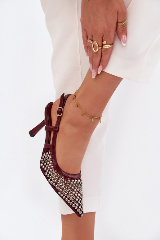 zapatos de tacón alto con remaches borgoña Selinna