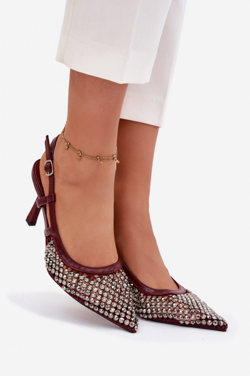 zapatos de tacón alto con remaches borgoña Selinna